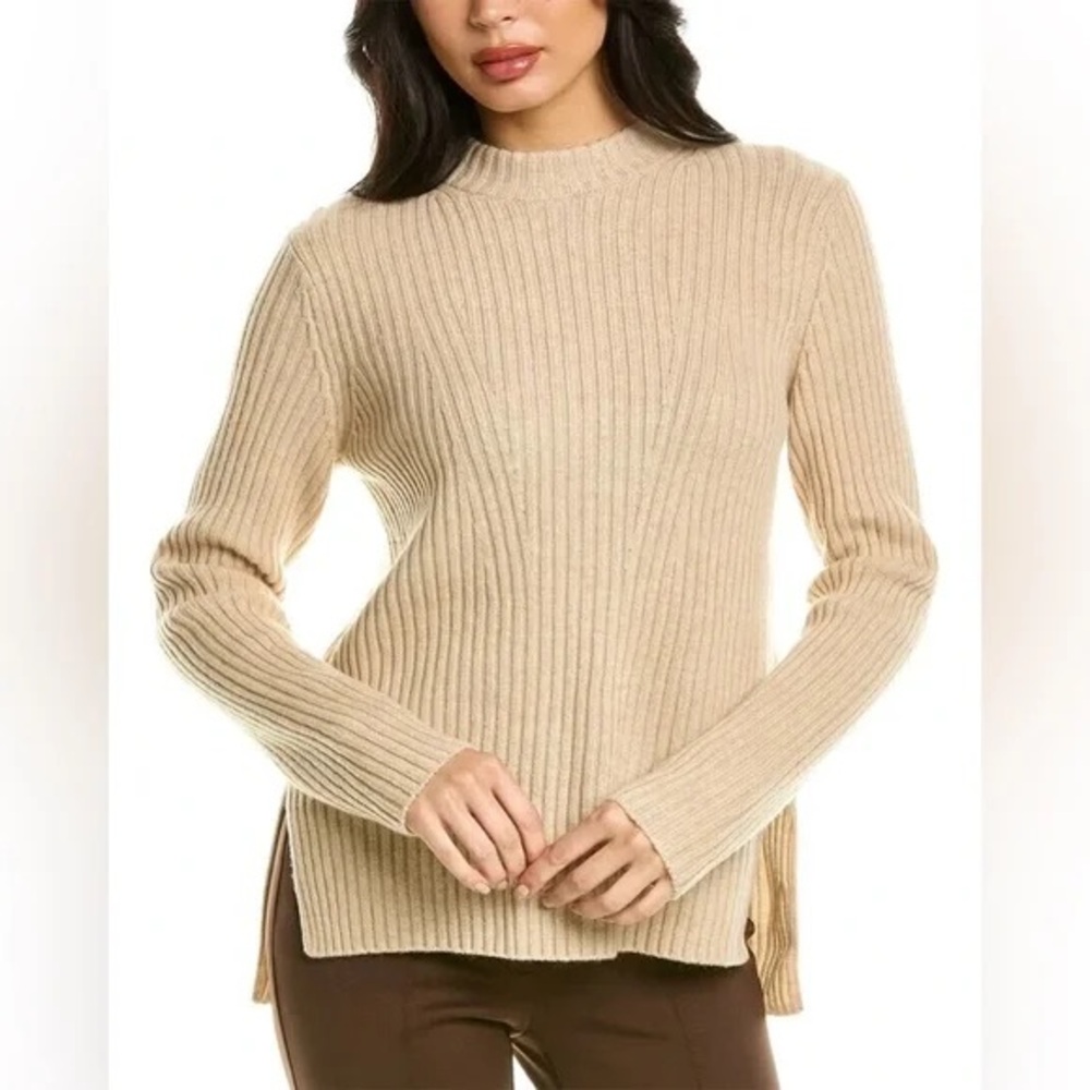 Vince Wool Cashmere Blend Ribbed Mock Neck Sweater Size Small